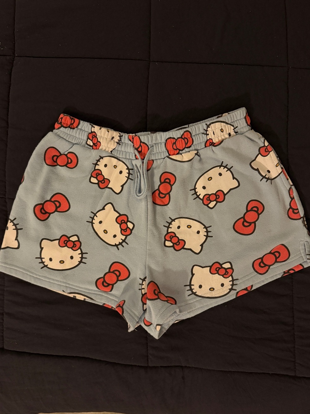 Target Hello Kitty Light Blue Lounge Shorts with Red Accents